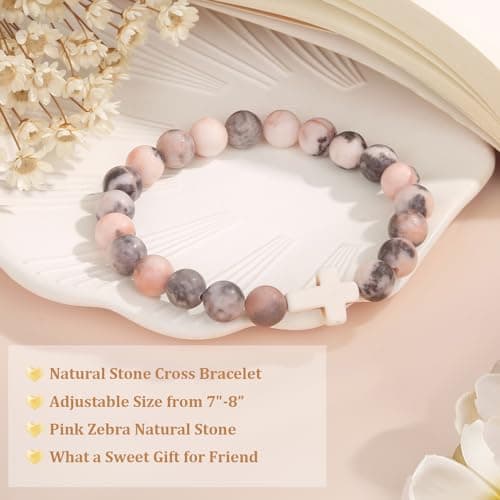 Christian Mothers-Day Gifts for Women, First Communion Confirmation Graduation Gifts Religious Cross Bracelet for Mom/Daughter/Friend/Sister/Grandma/Granddaughter/Godmother/Her, Inspirational Birthday Faith Based Jesus Jewelry
