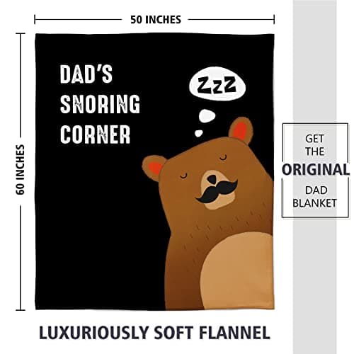 Niyewsor Blanket Gifts for Dad, Funny Dad's Snoring Corner Blanket, Dad Birthday Gift from Daughter Son, Present for Father/Daddy/Stepdad on Fathers Day, Christmas, 60"x50"