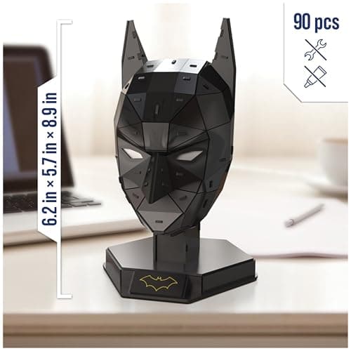 4D Build, DC Batman 3D Model Kit with Stand, Batman Collectibles & Desk Decor, Adult Puzzle, Building Toys, 3D Puzzles for Adults & Teens, 90 Pieces, for Ages 12 & Up