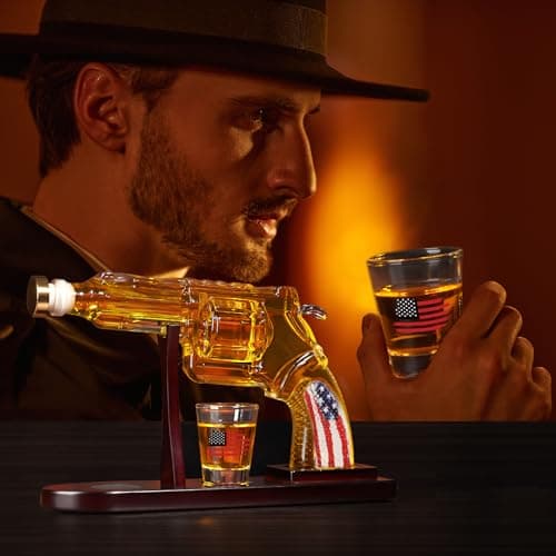 Gifts for Men Dad, Unique Christmas Anniversary Birthday Gift for Him Husband, 9 Oz Whiskey Decanter Set with 2 Oz Shot Glasses, Cool Persinalized Presents liquor dispenser for Home Bar