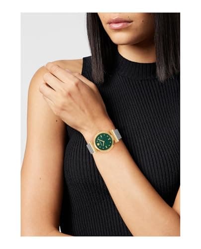 Versace Versace Regalia Collection Luxury Womens Watch Timepieces with a Two Tone Bracelet and Case featuring a Green Dial