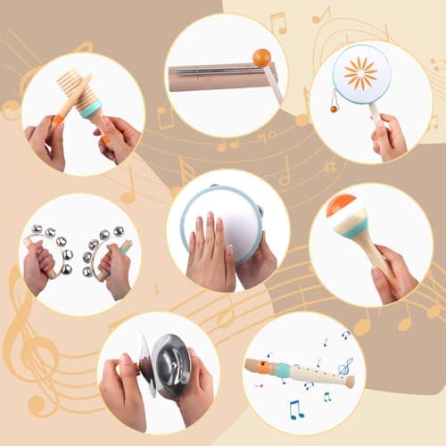 Toddlers Musical Instruments-Baby Montessori Wooden Musical Toys for Toddlers 1-3 Year Old,Kids Percussion Instruments Toy for Preschool Kids,Christmas Birthday Gift for Baby Boys Girls