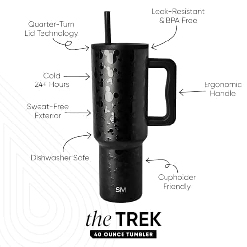 Simple Modern Disney 40 oz Tumbler with Handle and Straw Lid | Insulated Reusable Stainless Steel Water Bottle Travel Mug | Gifts for Women Men Him Her | Trek Collection | 40oz | Iconic Mickey