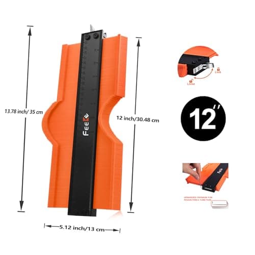 Contour Gauge (12 Inch) with Lock Profile Tool, Christmas Gifts for Men Dad Husband Him Super Contour Duplicator Men Gifts Woodworking Tools Carpenter Tools Construction Outline Angle Measuring Tool