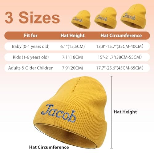 Custom Beanie Hats for Baby Girls Boys - Personalized Embroidered Beanies with Name for Infants Toddlers Adults