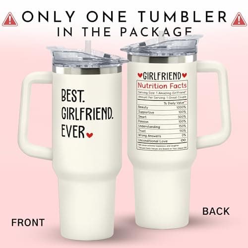 Gifts for Girlfriend - Girlfriend Gifts for Women - Anniversary, Valentines, Birthday Cup for Her - Romantic Love Glass for Couple - 40 Oz Stainless Steel Tumbler with Lid