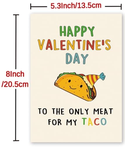 Lovely Taco Valentines Day Card for Him Her, Naughty Valentine's Day Gift for Husband Wife, Romantic Boyfriend Girlfriend Vday Card, To The Only Meat for My Taco