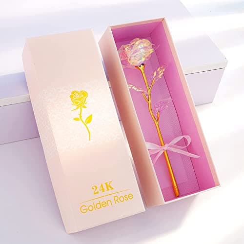 Christmas Flowers Gifts for Women, Mom Birthday Gifts for Christmas, Galaxy Glass Rose Forever Preserved Flowers Eternal Crystal Roses Xmas Gifts for Grandma Wife Sister Her Friends, Colorful