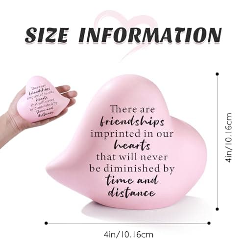 Friend Gifts for Women Birthday Unique - Friendships Imprinted in Our Hearts Never Be Diminished by Time and Distance- 4"x4" Ceramic Heart Decor, Gift for Friends Female Christmas