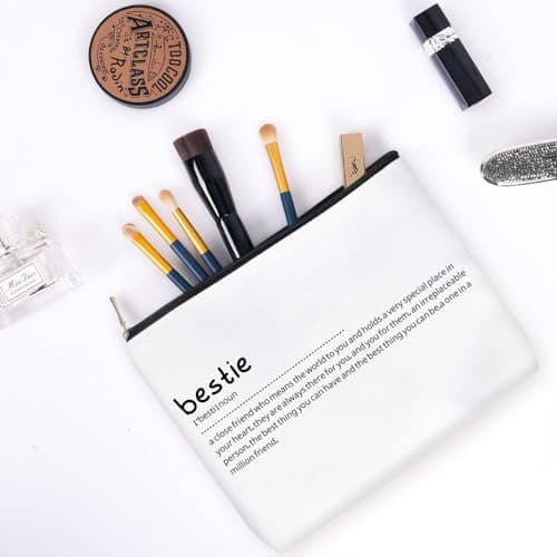 Bestie Friend Gifts for Women, Makeup Cosmetic Bag, Unique Christmas Birthday Graduation Xmas Gifts for Teens Sister, Adult Women Bridal Shower Party Travel Essentials Toiletry Case, Girls Presents