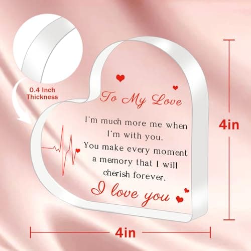 Gifts for Her/Him, Girlfriend Boyfriend Gifts - Engraved Acrylic Plaque 4 x 4 Inches, Anniversary Christmas Valentine's Day Birthday Gifts for Girlfriend Boyfriend Husband Wife