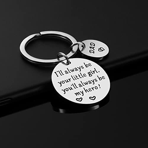 Father’s Day Gift - Dad Gifts from Daughter for Birthday Christmas Valentine’s Day, I'll Always Be Your Little Girl, You Will Always Be My Hero Daddy Keychain, Father Daughter Keyring