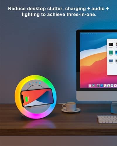 Bluetooth Speaker Night Lightsr,Wireless Charging Modern Speaker,Best Teenage Birthday Gift Ideas Tween Girls Gifts/Please use The Original Adapter