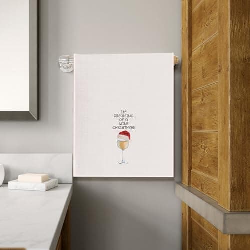 Christmas Wine Kitchen Towels - Hand, Dish, and Tea Towels for Wine Lovers - Funny Gift for Women - 16 X 24