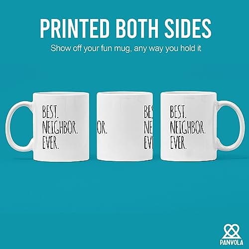 Panvola Best Neighbor Ever Farewell Gifts for Neighbors Moving Away Housewarming Goodbye Welcome Appreciation New Neighborhood Novelty Drinkware Ceramic Mug (11 oz, White)