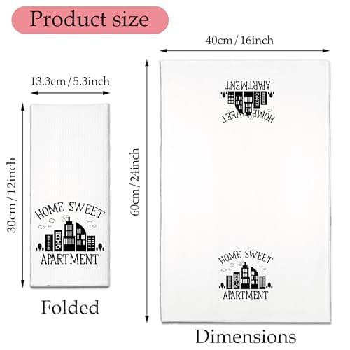 Hafhue Home Sweet Apartment Kitchen Towels, Funny Kitchen Towels, Microfiber White Towel, Sweet Housewarming Gifts, New Apartment Present, for Mom Aunt Neighbor