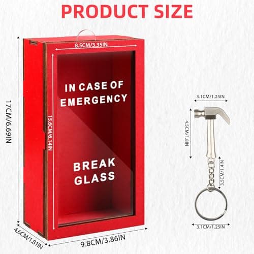 Funny Gift Emergency Box - Create Self Defined Idea Jar w/Hammer, Break in Case of Emergency Box - Desk Decor - Personalized Gag Gift for Friends Coworkers
