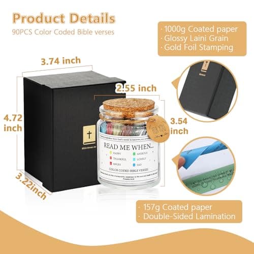 Bible Verse Jar,Scripture Prayer Cards Holy Read Me When Bible Verses Jar,Church Graduation Baptisms Confirmation Christian Gifts for Women Men Teen,Inspirational Birthday Gifts for Women Mom Friends