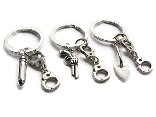 DODXALL 3 Partners in Crime Keyrings, Best Friends Keychain Set, Friendship Jewelry, Handcuff Jewellery, BFF Token, Sisters Gift for Birthday