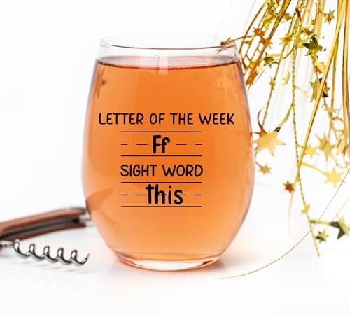 Sight Words 15 oz Wine Glass - Teacher Appreciation Gifts - Best New Teacher Gift Idea for Women, Funny Back to School Present from Students, Thank you Gifts for Coworker Retirement Birthday Christmas