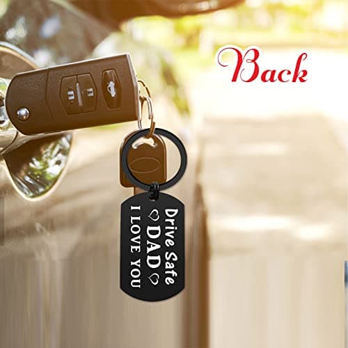 ENGZHI Drive Safe Dad Keychain - I Love You Gifts from Daughter Son, Daddy Birthday Gift Ideas Fathers Day Chirstmas for Men