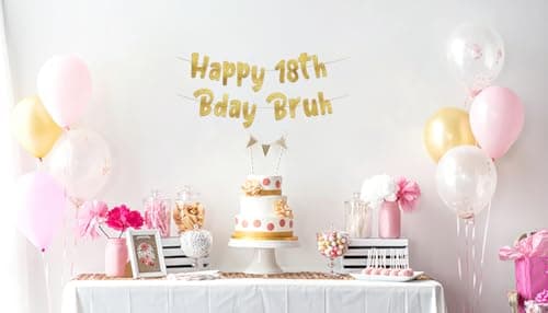 Happy 18th Bday Bruh Gold Glitter Banner - 18th Birthday Party Supplies, Ideas, Gifts and Decorations