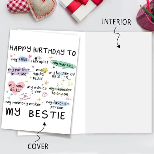 Funny Birthday Card for Women Sister, Happy Bday Gifts for Bestie, Bestie & Friendship Birthday Card