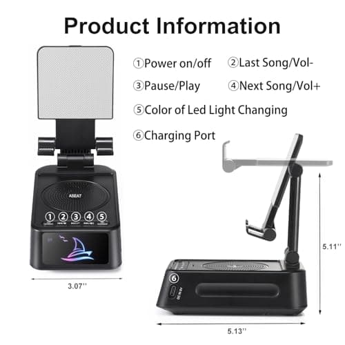 Gifts for Men Women, Cell Phone Stand with Bluetooth Speaker Led Light, Unique Gifts for Dad Him Husband Boyfriend, Cool Gadget Compatible with iPhone/Android, Ideal Gifts for Christmas