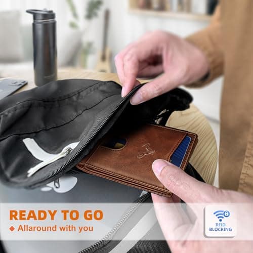 BULLIANT Men Wallet, Slim Leather Wallet Front Pocket Card Holder Gift For Men 11 Slots RFID Blocking