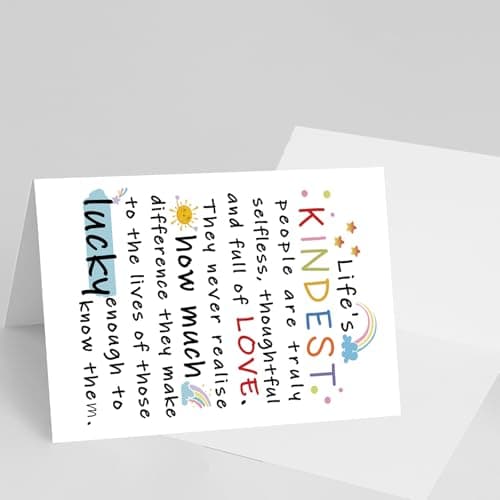 YiKaLus Cute Appreciation Card for Kindest Person, Great Thank You Card with Envelope for Women Men, Sweet Friendship Gift for Friends Classmates, Best Thank You Gift Ideas for Mom Dad