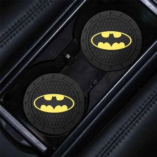 Bat Man 2Pcs Car Cup Holder Coasters for Marvel Fans, The Bat Man Car Coasters for Car Cup Holder Insert,Silicone Non-Slip Car Cup Mat, 2.75 Inch