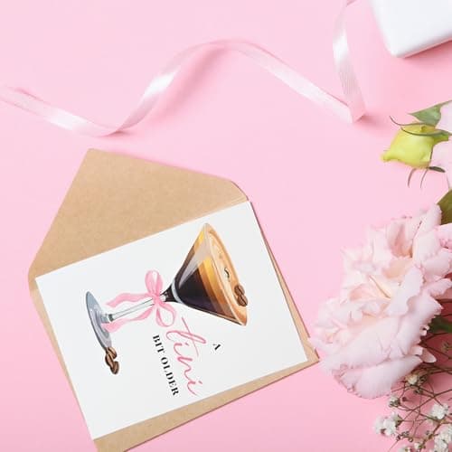 Espresso Martini Birthday Card-Funny Coffee & Cocktail Greeting Card for Women Best Friend Sister Daughter Wife-A Tini Bit Older Birthday Gift 21st 25th 30th (White-Tini)