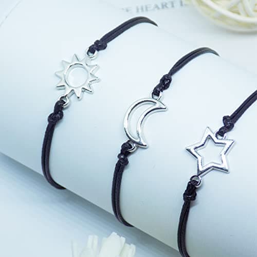 HOHOTANG Best Friend Bracelets for 3, Friendship Bff Matching Heart Bracelet for Women, Trio Bracelets Adjustable Birthday Jewelry Gifts for Best Friends