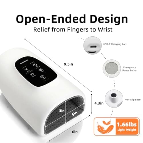 Hand Massager with Heat and Compression for Arthritis and Carpal Tunnel Relief, Finger Wrist Hand Therapy Equipment Pain Relief,Thoughtful Gifts for Women,Man(Gray)