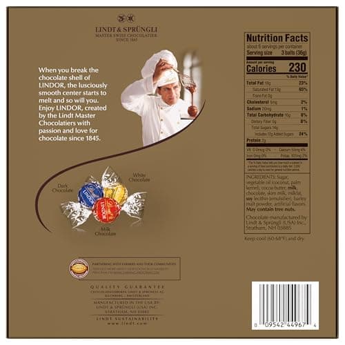 Lindt LINDOR Assorted Chocolate Candy Truffles Gift Box, Assorted Chocolate with Smooth, Melting Truffle Center, 7.6 oz.