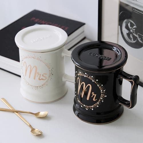 Luspan Wedding Gifts, Mr and Mrs Coffee Mug Gifts for Couples, Bride and Groom