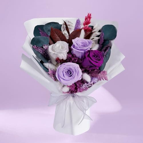 Flowers Gifts for Mom, Flower for Delivery, Preserved Roses Bouquets, Purple Roses, Birthday Gifts for Women, Mothers Day Flowers for Wife