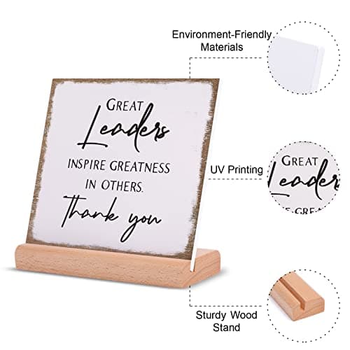 Afterprints Boss Gifts for Men Women, Thank You Acrylic Plaque, Appreciation Gifts for Boss Great Leaders Supervisor on Christmas, Retirement, Leaving, Leaders Signs with Wooden Stand