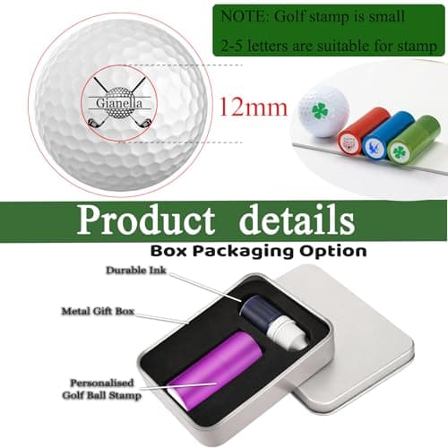 Personalized Golf Ball Stamp 12mm/0.47" Custom Golf Balls Stamper with Name Logo Monogram Initials Text Customized Self-Inking Stamp Marker Gifts for Men Golfer Dad Husband Boyfriend