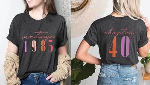 40th Birthday Gift for Women Vintage 1985 Shirt Letter Print Retro Party Tops Casual Short Sleeve Tee