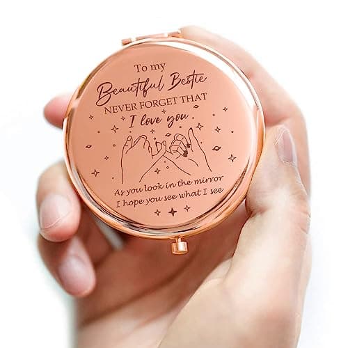 Bestie Makeup Mirror - Compact Friendship Gift for Women, Perfect for Sister or Best Friend's Birthday, Graduation or Any Occasion