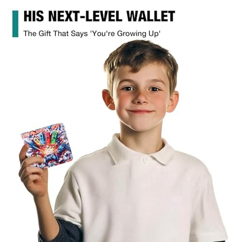 Kids Wallet for Boys, Boys Wallet for Kids Ages 4-5-6-7-8-9-10-11-12-13-14-15-16, Leather Wallet for Teen Boy, Christmas Birthday Gift Stocking Stuffer for Video Game Gaming Gamer Teenage Teenager