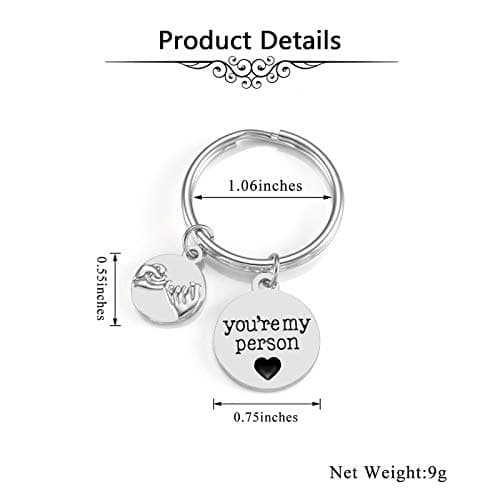 Jovivi 2pcs You Are My Person Pinky Promise Charm Pendant Keychain Jewelry Set - Valentines Day Best Friend Gift