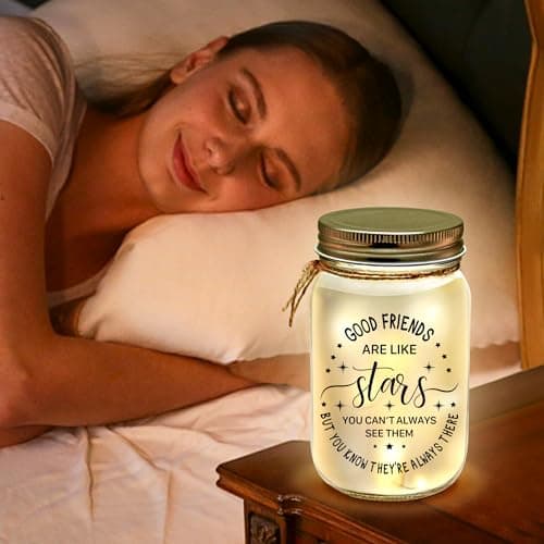 Kenon Mason Jar Night Light for Bestie, Birthday Day Gifts for Women, Home Decoration Lights, Personalized Mason Jar Mothers Day Christmas Gifts for Best Friends Sister