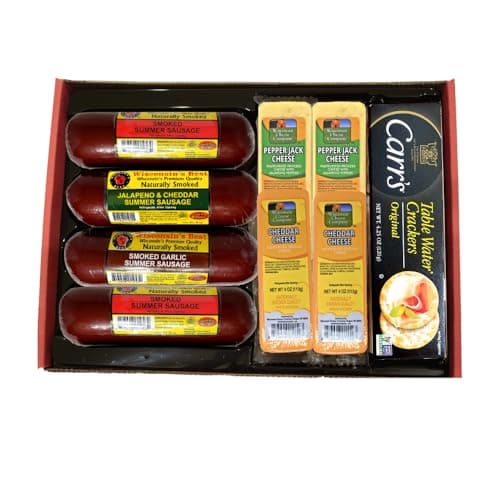 Wisconsin Cheese Company - Ultimate Mancave Gift Box - 100% Wisconsin Cheese, Sausage & Cracker Gift Box | Perfect for Parties, Charcuterie Boards and Holiday Gifts