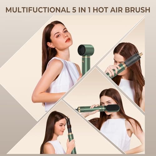 5 in 1 Blow Dryer Brush, Upgrade Hair Dryer Brush Set Negative Ion Air Styler Curling Wrap Air Curler, Hot Air Brush Curling Iron Hair Styling Tools As A Gift for Straight/Curl/Dry/Smooth