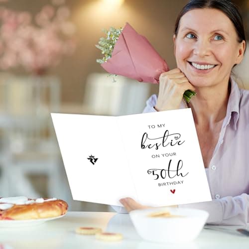 Bestie 50th Birthday Card, 50th Birthday Card for Her Women Best Friend, 50th Birthday Gifts for Sister Female Friend, To My Bestie On Your 50th Birthday