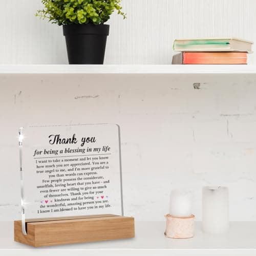 Thank You Gifts for Women Men Friends Besties, Special Appreciation Gifts, Thank You for Being A Blessing in My Life Home Office Decorative Signs Plaque for Desk