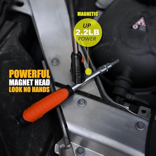 Magnetic Pickup Tool, Gifts for Men, Telescoping Magnet Flashlight, Gifts Idea & Stocking Stuffers for Men, Teen Boys, Mechanic, Boyfriend, Christmas Gifts for Dad, Husband, Father, Black