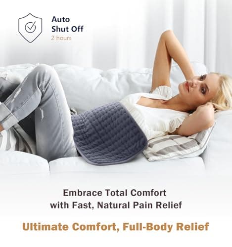 Heating Pad for Back, Neck, Shoulder Pain & Cramps Relief, Electric Heating Pad with 6 Heat Settings, Auto-Off, Moist Dry Heat Options, Fathers Day for Dad Husband, Mens Gifts for Dad Husband Him